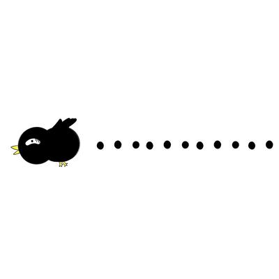 A round black bird following a dotted line. GIF