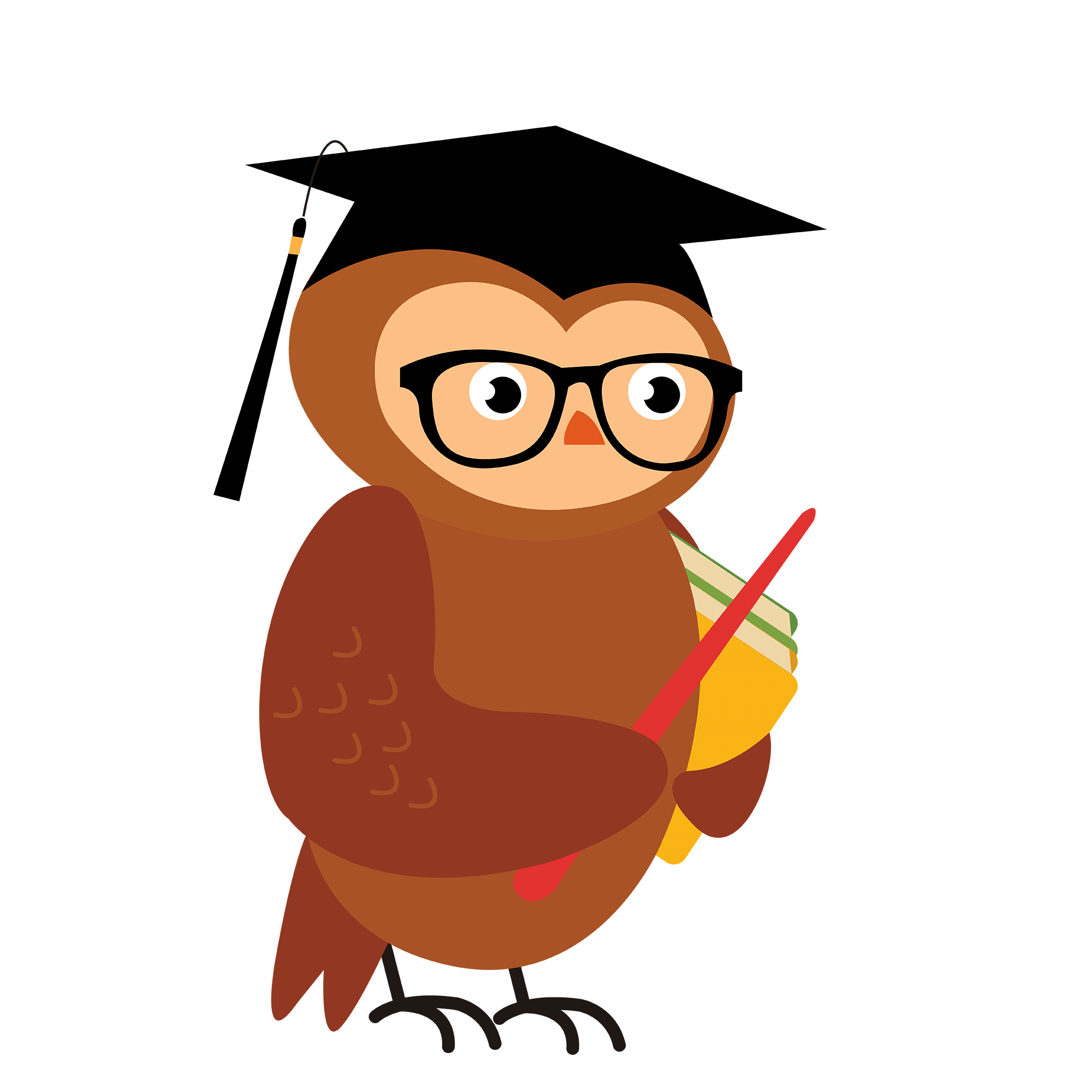 An owl teacher wearing a graduation cap. GIF