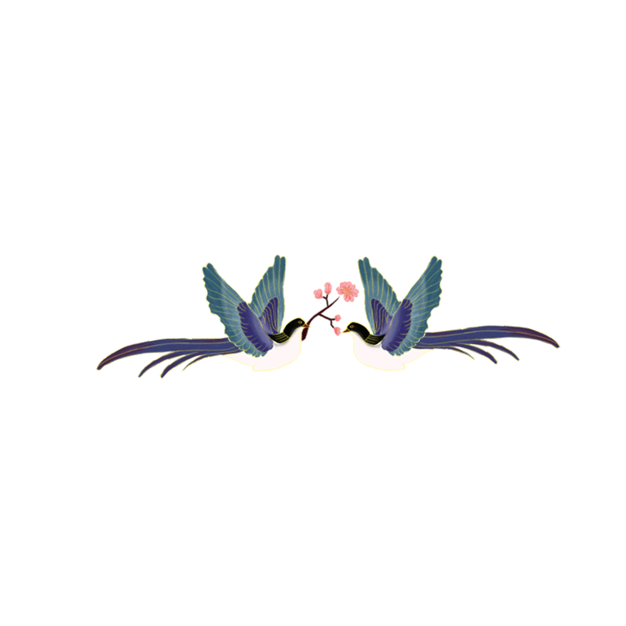 Two blue swallows flying. GIF