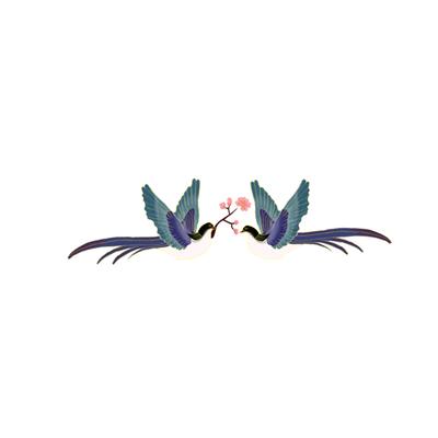 Two blue swallows flying. GIF