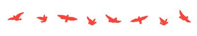 A row of red birds flying. GIF