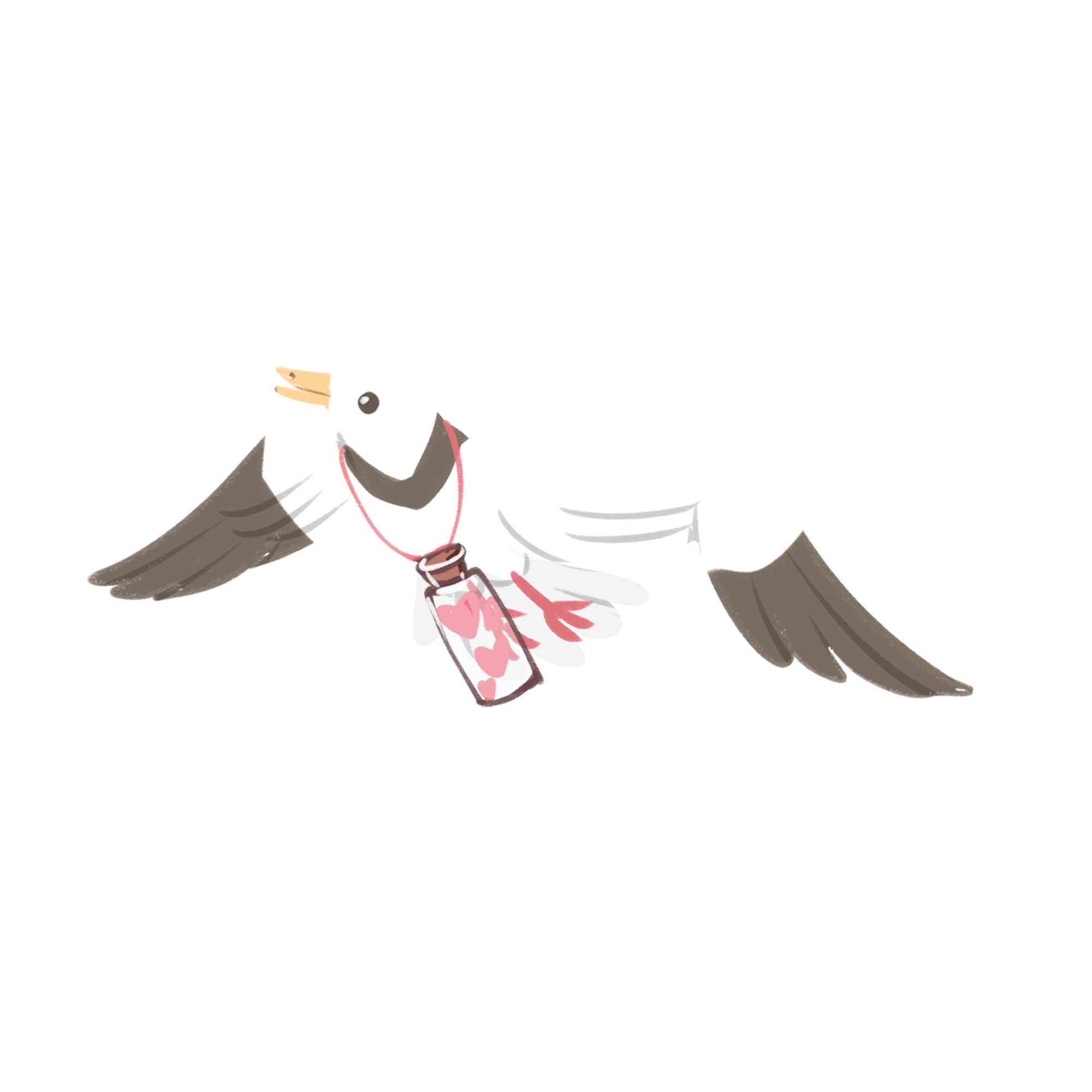 A white dove delivering a pink letter. GIF